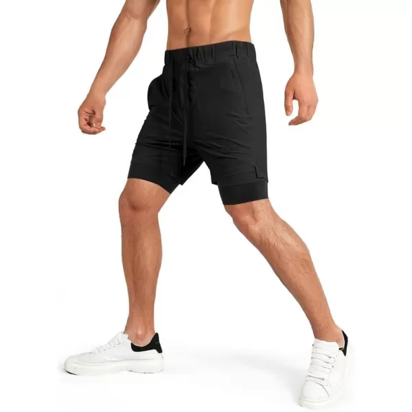 JMIERR Mens 2 in 1 Running Shorts 5" Quick Dry Athletic Workout Shorts with Compression Liner Zip Pockets and Towel Loop
