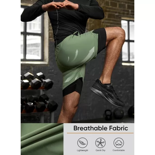 JMIERR Mens 2 in 1 Running Shorts 5" Quick Dry Athletic Workout Shorts with Compression Liner Zip Pockets and Towel Loop