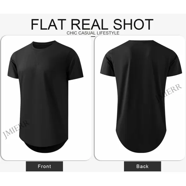JMIERR Mens 3 Pack Cotton Hipster Hip Hop Longline Crewneck T-Shirt