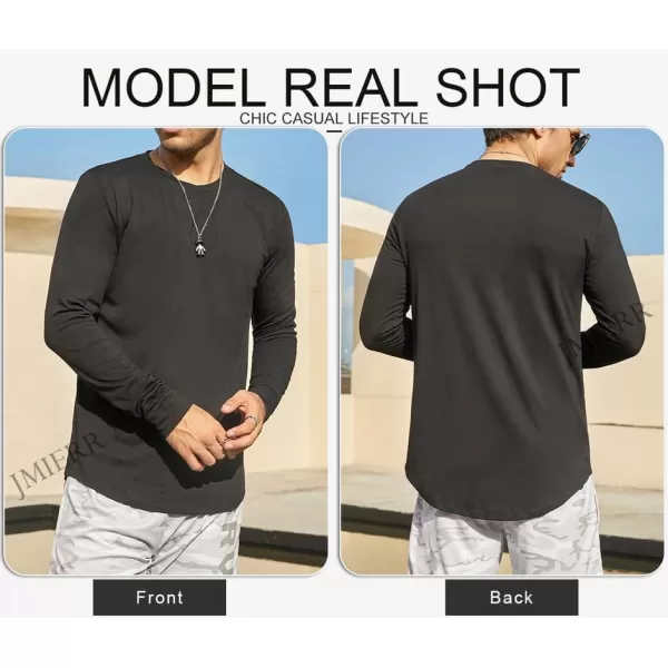 JMIERR Mens 3 Pack Cotton Hipster Hip Hop Longline Crewneck T-Shirt