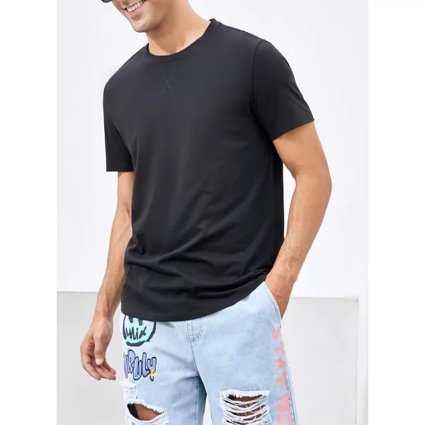 JMIERR Mens 3 Pack Cotton Hipster Hip Hop Longline Crewneck T-Shirt