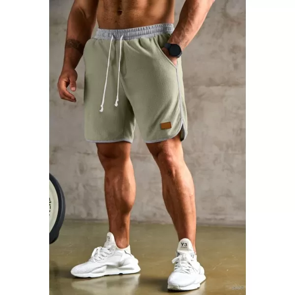 JMIERR Mens Athletic Shorts Casual Elastic Waist Drawstring Stretch Short Waffle Beach Running Shorts Workout Sweat Gym Short