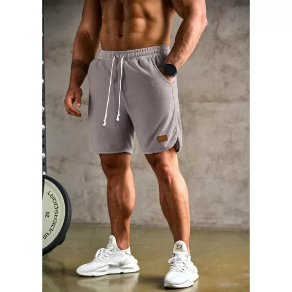 JMIERR Mens Athletic Shorts Casual Elastic Waist Drawstring Stretch Short Waffle Beach Running Shorts Workout Sweat Gym Short