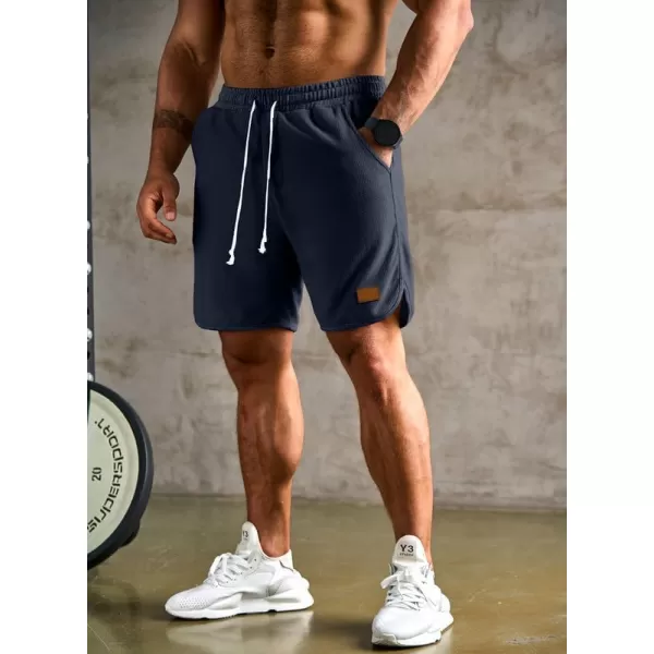 JMIERR Mens Athletic Shorts Casual Elastic Waist Drawstring Stretch Short Waffle Beach Running Shorts Workout Sweat Gym Short
