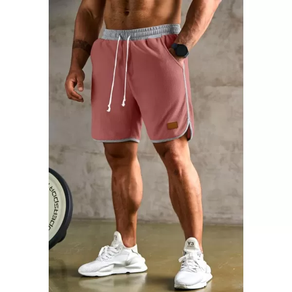 JMIERR Mens Athletic Shorts Casual Elastic Waist Drawstring Stretch Short Waffle Beach Running Shorts Workout Sweat Gym Short