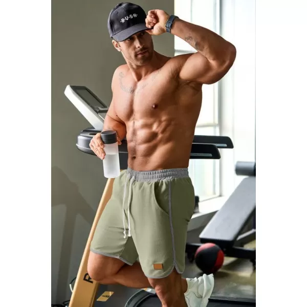 JMIERR Mens Athletic Shorts Casual Elastic Waist Drawstring Stretch Short Waffle Beach Running Shorts Workout Sweat Gym Short