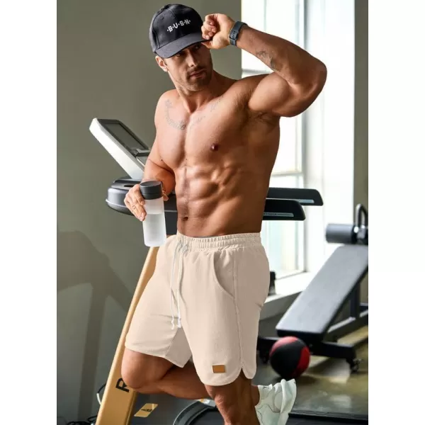 JMIERR Mens Athletic Shorts Casual Elastic Waist Drawstring Stretch Short Waffle Beach Running Shorts Workout Sweat Gym Short