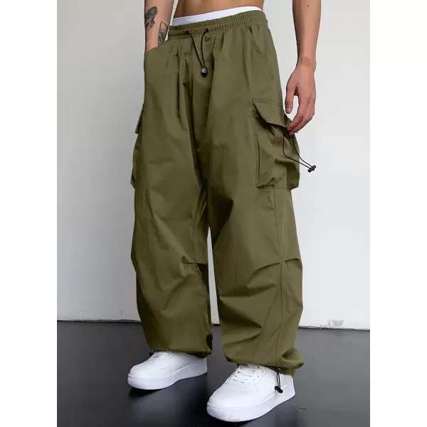 JMIERR Men's Baggy Cargo Pants Trendy Casual Parachute Pant Loose Fit Harem Joggers with Pockets for Streetwear