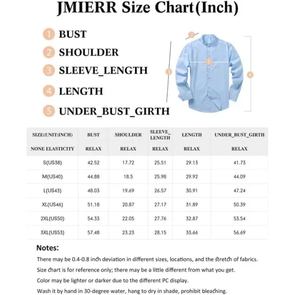 JMIERR Men's Banded Collar Slim Fit Long Sleeve Casual Button Down Dress Shirts