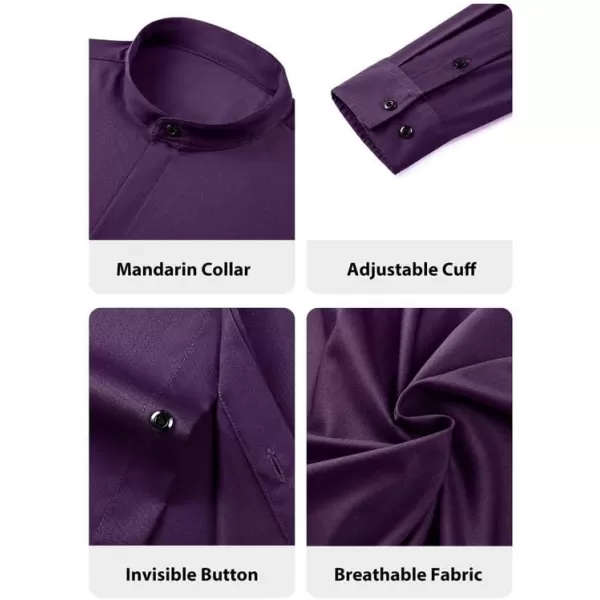 JMIERR Men's Banded Collar Slim Fit Long Sleeve Casual Button Down Dress Shirts