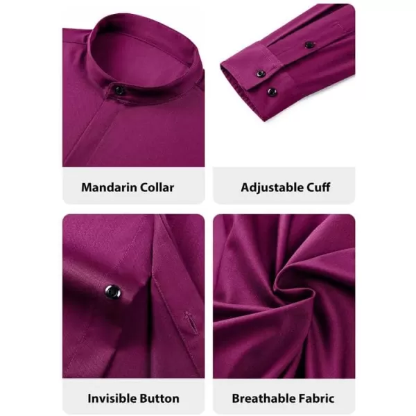 JMIERR Men's Banded Collar Slim Fit Long Sleeve Casual Button Down Dress Shirts