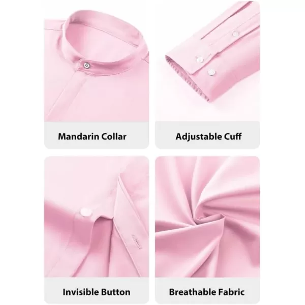 JMIERR Men's Banded Collar Slim Fit Long Sleeve Casual Button Down Dress Shirts