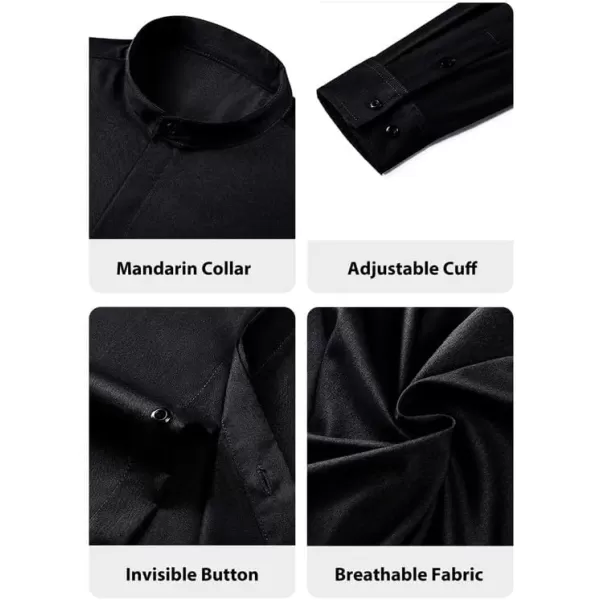 JMIERR Men's Banded Collar Slim Fit Long Sleeve Casual Button Down Dress Shirts