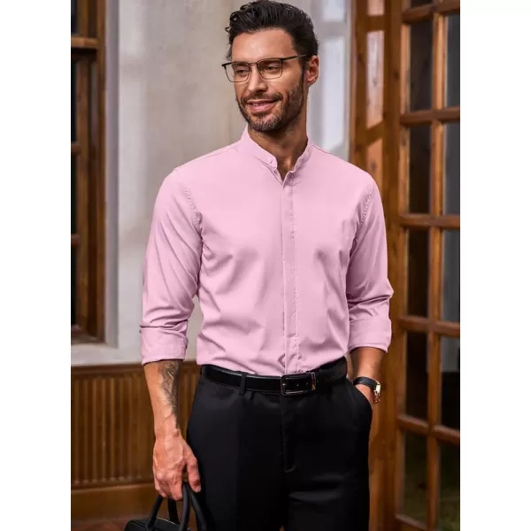 JMIERR Men's Banded Collar Slim Fit Long Sleeve Casual Button Down Dress Shirts