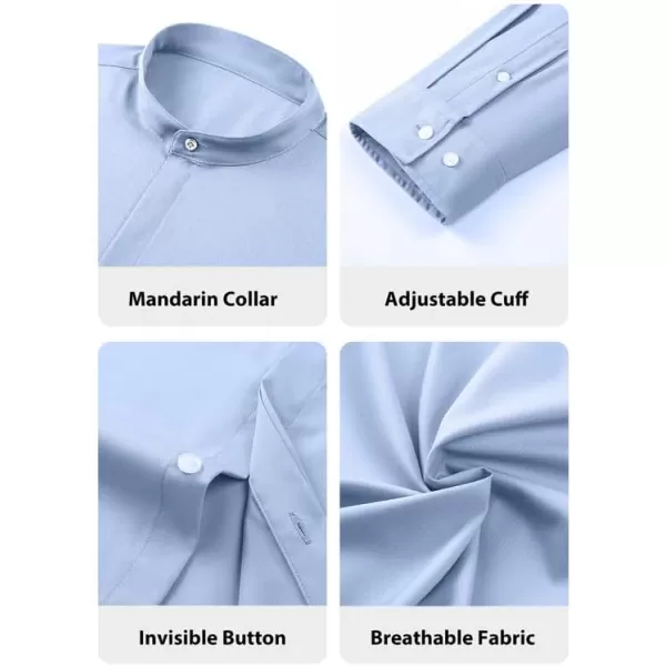 JMIERR Men's Banded Collar Slim Fit Long Sleeve Casual Button Down Dress Shirts