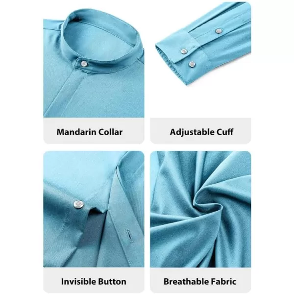 JMIERR Men's Banded Collar Slim Fit Long Sleeve Casual Button Down Dress Shirts