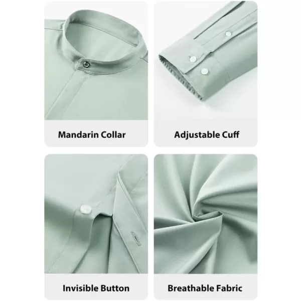 JMIERR Men's Banded Collar Slim Fit Long Sleeve Casual Button Down Dress Shirts