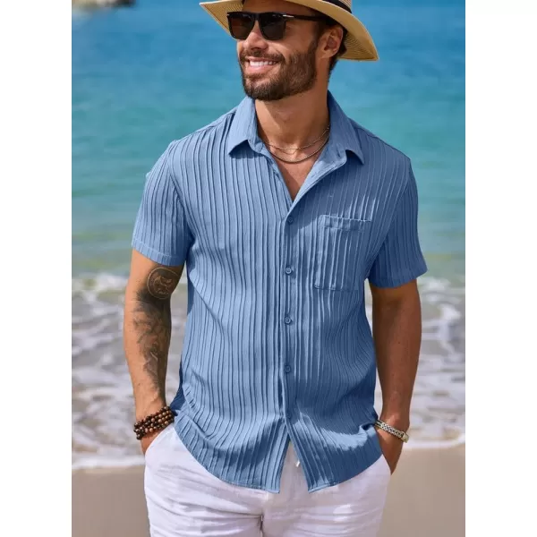 JMIERR Men's Button Down Shirts Textured Short Sleeve Casual Summer Hawaiian Beach Shirt with Pocket