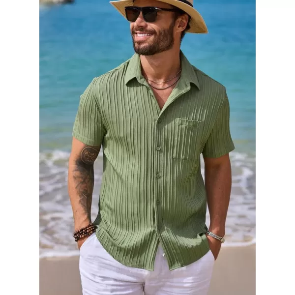 JMIERR Men's Button Down Shirts Textured Short Sleeve Casual Summer Hawaiian Beach Shirt with Pocket