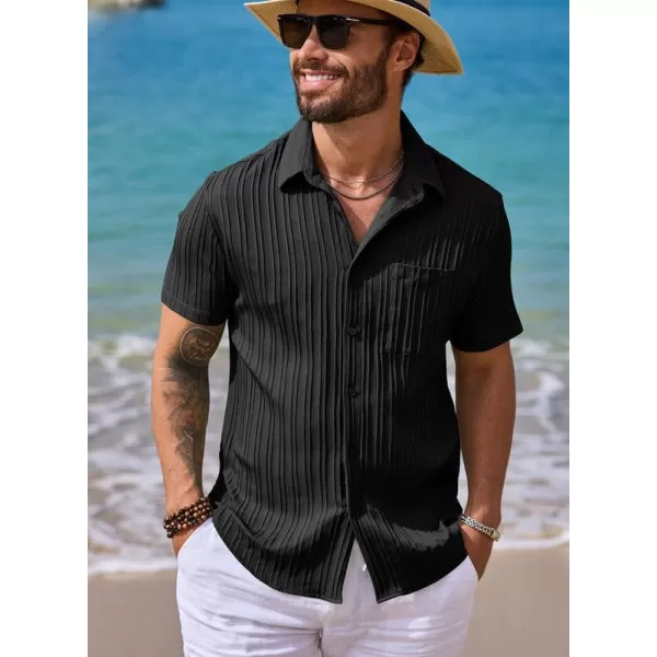 JMIERR Men's Button Down Shirts Textured Short Sleeve Casual Summer Hawaiian Beach Shirt with Pocket