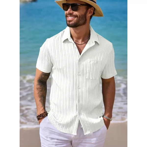 JMIERR Men's Button Down Shirts Textured Short Sleeve Casual Summer Hawaiian Beach Shirt with Pocket