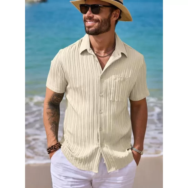 JMIERR Men's Button Down Shirts Textured Short Sleeve Casual Summer Hawaiian Beach Shirt with Pocket