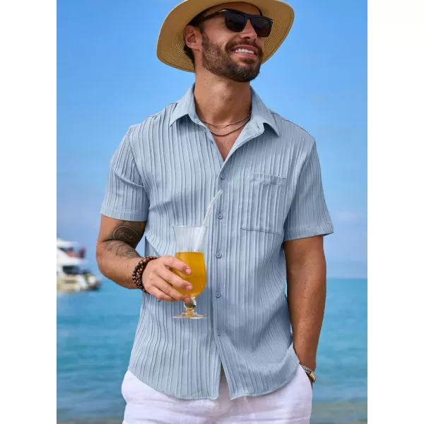 JMIERR Men's Button Down Shirts Textured Short Sleeve Casual Summer Hawaiian Beach Shirt with Pocket