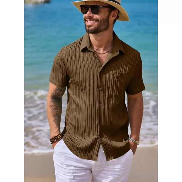 JMIERR Men's Button Down Shirts Textured Short Sleeve Casual Summer Hawaiian Beach Shirt with Pocket