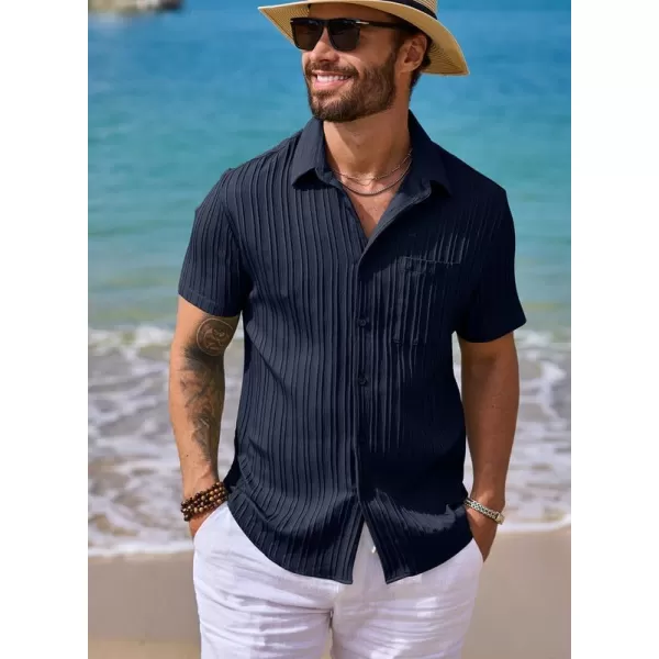 JMIERR Men's Button Down Shirts Textured Short Sleeve Casual Summer Hawaiian Beach Shirt with Pocket
