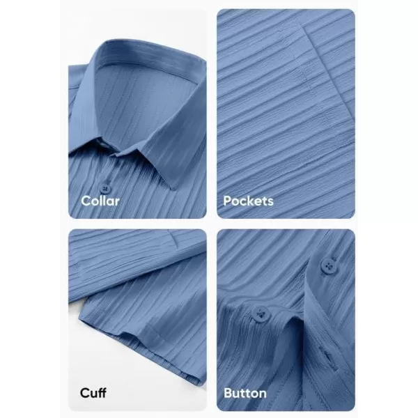 JMIERR Men's Button Down Shirts Textured Short Sleeve Casual Summer Hawaiian Beach Shirt with Pocket