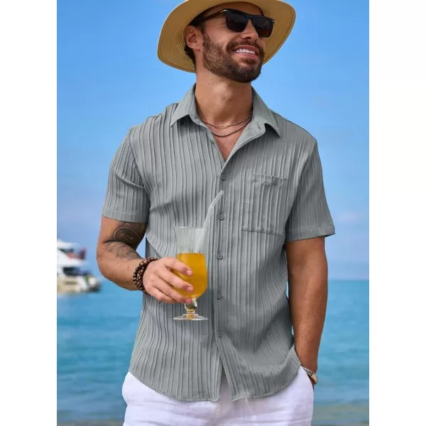 JMIERR Men's Button Down Shirts Textured Short Sleeve Casual Summer Hawaiian Beach Shirt with Pocket