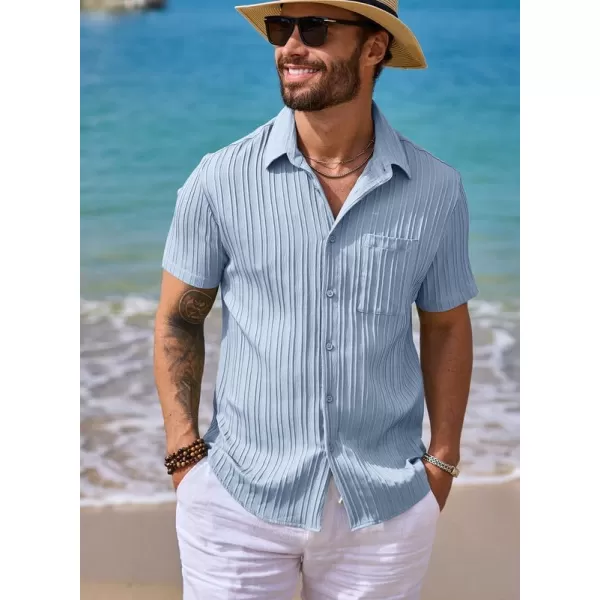 JMIERR Men's Button Down Shirts Textured Short Sleeve Casual Summer Hawaiian Beach Shirt with Pocket