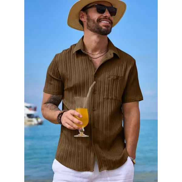 JMIERR Men's Button Down Shirts Textured Short Sleeve Casual Summer Hawaiian Beach Shirt with Pocket