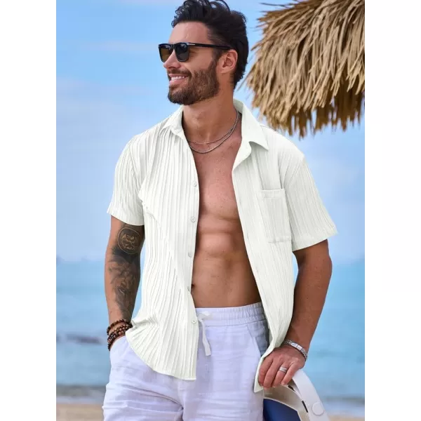JMIERR Men's Button Down Shirts Textured Short Sleeve Casual Summer Hawaiian Beach Shirt with Pocket