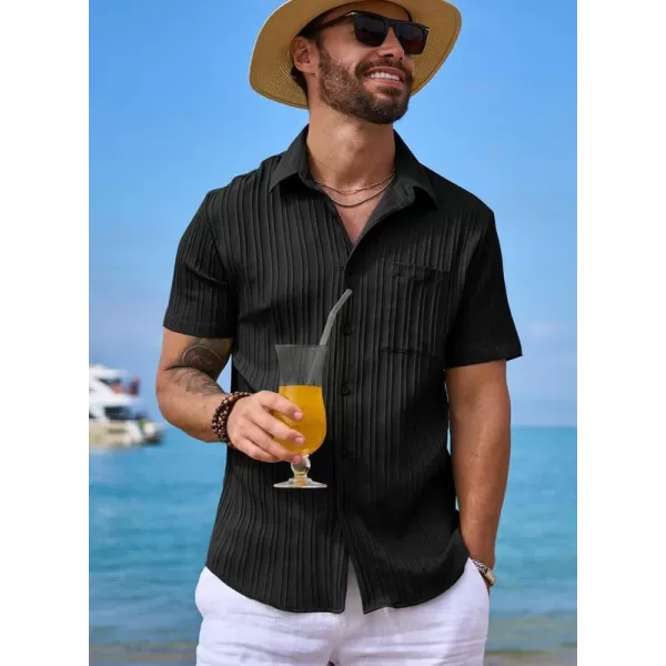 JMIERR Men's Button Down Shirts Textured Short Sleeve Casual Summer Hawaiian Beach Shirt with Pocket