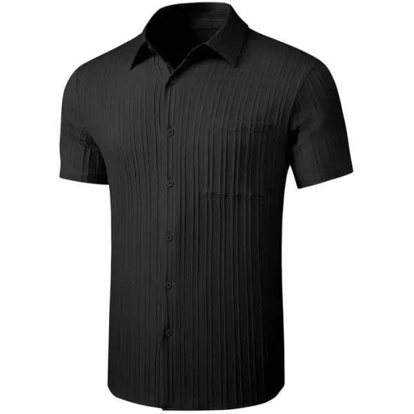 JMIERR Men's Button Down Shirts Textured Short Sleeve Casual Summer Hawaiian Beach Shirt with Pocket