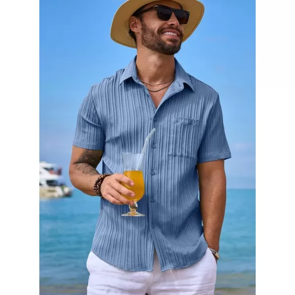 JMIERR Men's Button Down Shirts Textured Short Sleeve Casual Summer Hawaiian Beach Shirt with Pocket