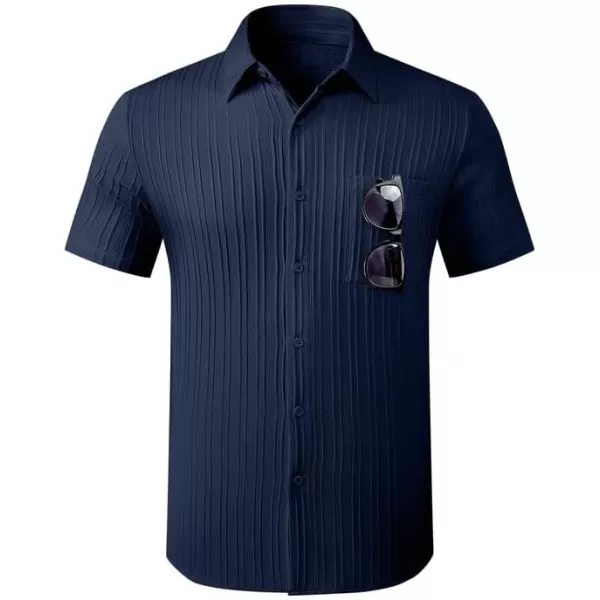 JMIERR Men's Button Down Shirts Textured Short Sleeve Casual Summer Hawaiian Beach Shirt with Pocket