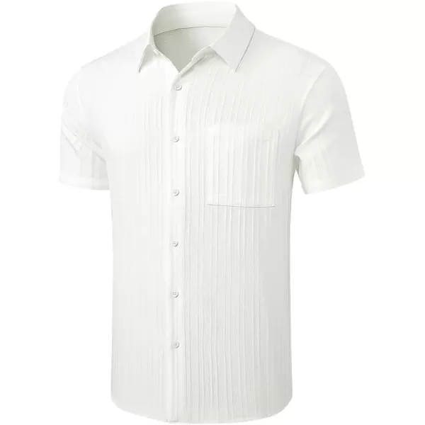 JMIERR Men's Button Down Shirts Textured Short Sleeve Casual Summer Hawaiian Beach Shirt with Pocket