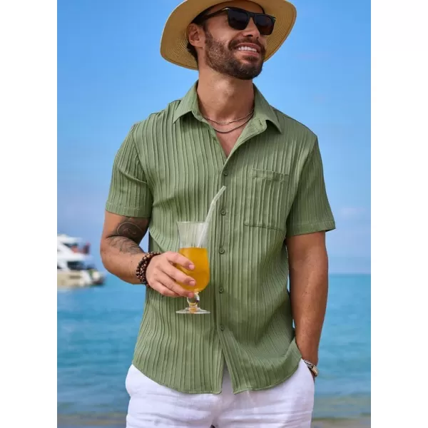 JMIERR Men's Button Down Shirts Textured Short Sleeve Casual Summer Hawaiian Beach Shirt with Pocket