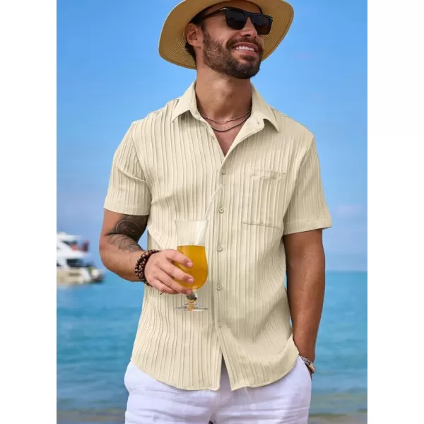 JMIERR Men's Button Down Shirts Textured Short Sleeve Casual Summer Hawaiian Beach Shirt with Pocket