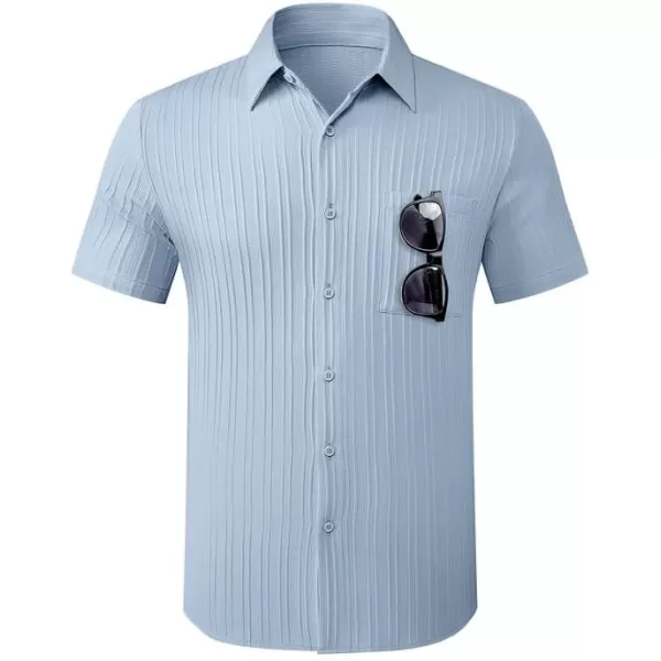 JMIERR Men's Button Down Shirts Textured Short Sleeve Casual Summer Hawaiian Beach Shirt with Pocket