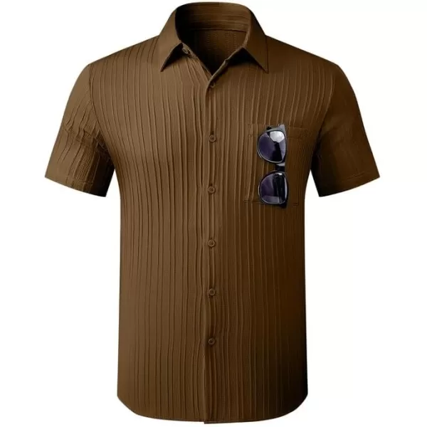 JMIERR Men's Button Down Shirts Textured Short Sleeve Casual Summer Hawaiian Beach Shirt with Pocket