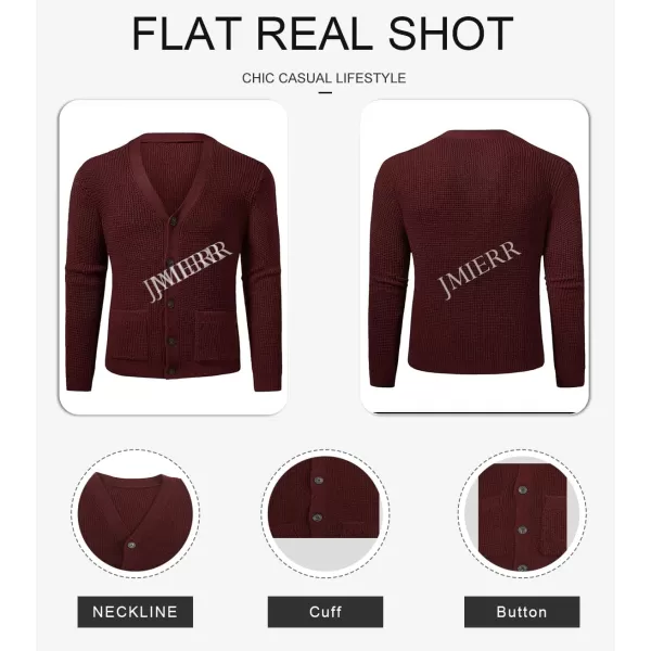 JMIERR Mens Cardigan Sweater Casual Button Down Long Sleeve V Neck Cable Knit Sweaters with Pockets