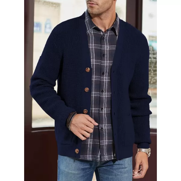 JMIERR Mens Cardigan Sweater Casual Button Down Long Sleeve V Neck Cable Knit Sweaters with Pockets