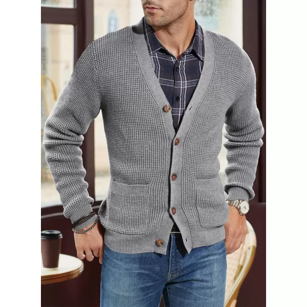 JMIERR Mens Cardigan Sweater Casual Button Down Long Sleeve V Neck Cable Knit Sweaters with Pockets