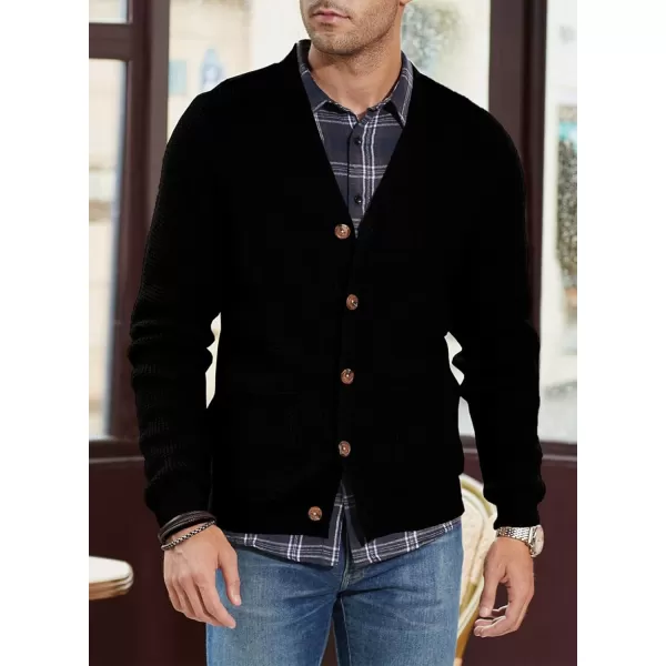 JMIERR Mens Cardigan Sweater Casual Button Down Long Sleeve V Neck Cable Knit Sweaters with Pockets