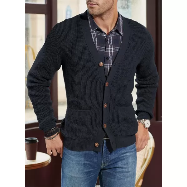 JMIERR Mens Cardigan Sweater Casual Button Down Long Sleeve V Neck Cable Knit Sweaters with Pockets