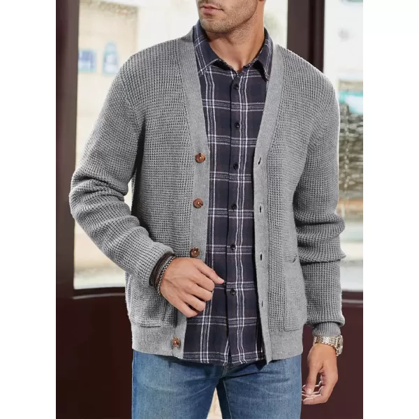 JMIERR Mens Cardigan Sweater Casual Button Down Long Sleeve V Neck Cable Knit Sweaters with Pockets