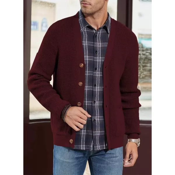 JMIERR Mens Cardigan Sweater Casual Button Down Long Sleeve V Neck Cable Knit Sweaters with Pockets